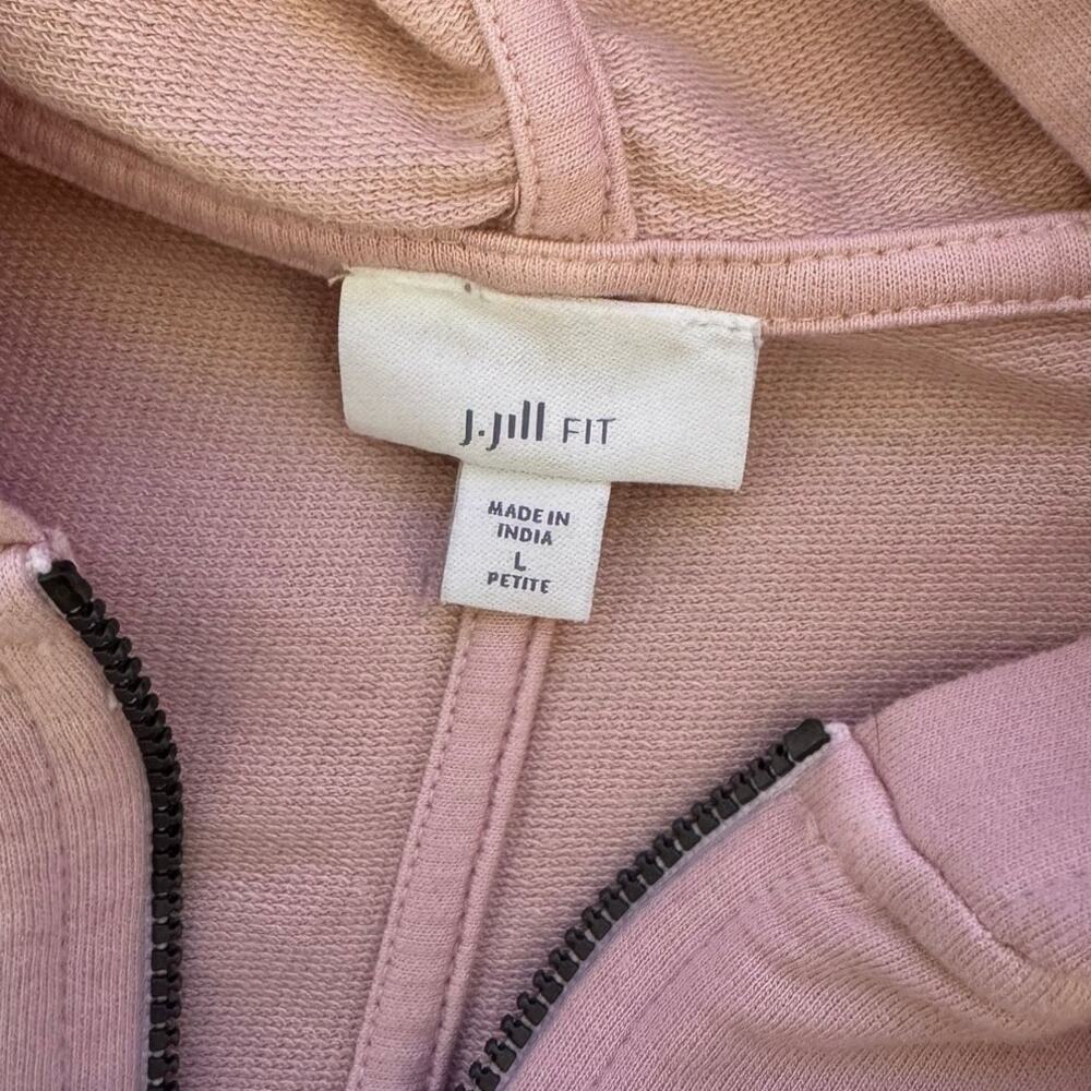 J. Jill Fit Womens Large Petite Quarter Zip Hooded Pink Purple Ombre Sweatshirt - Picture 5 of 10